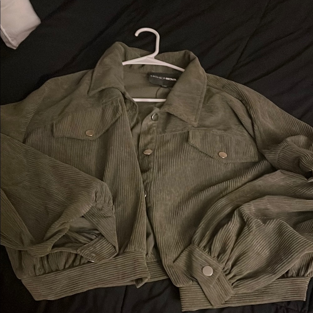 Fashion Nova Olive Corduroy Button-Front Jacket
